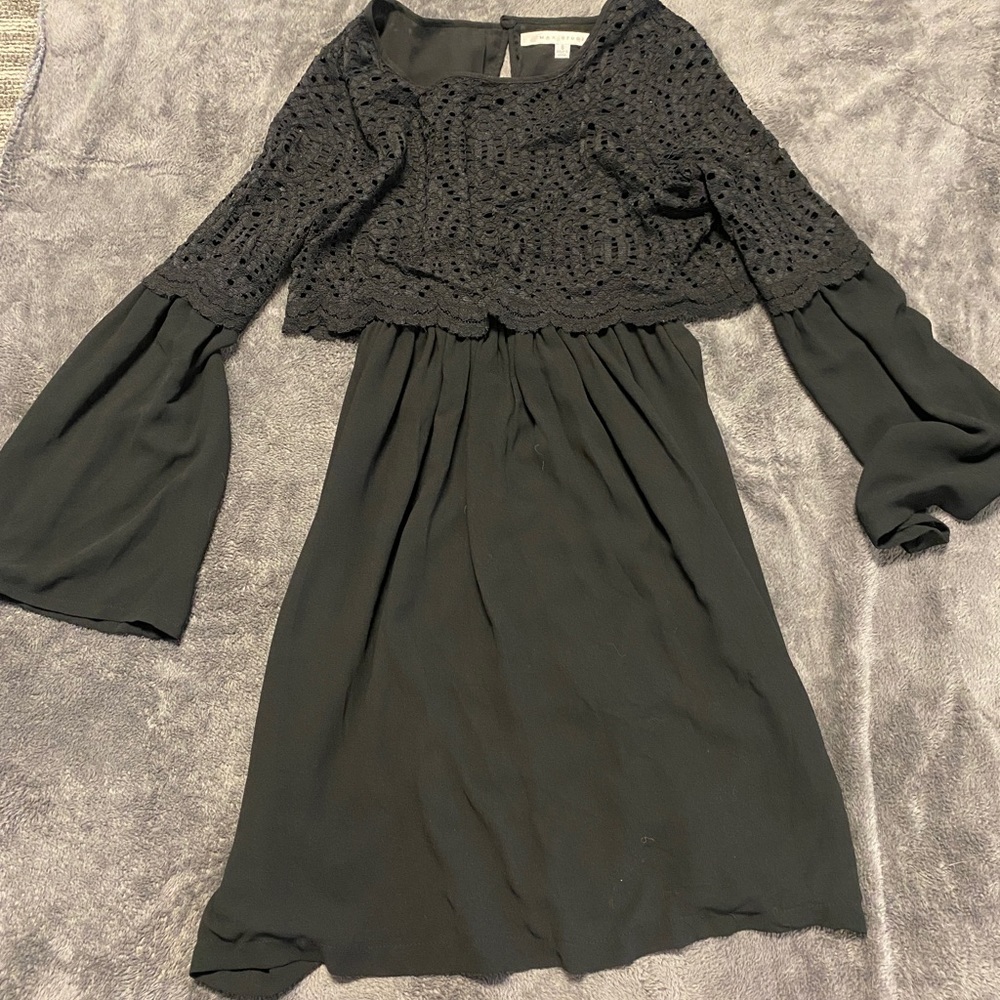 Black lace top long sleeve Max Studio dress